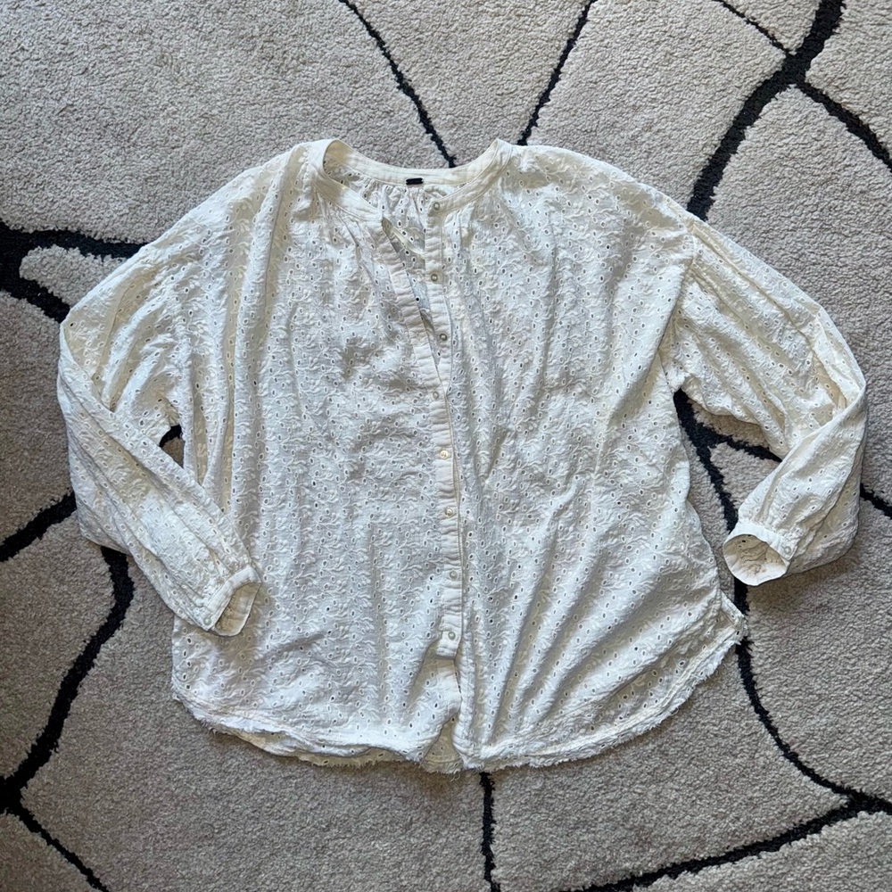 Free People White Eyelet Blouse - Picture 2 of 6